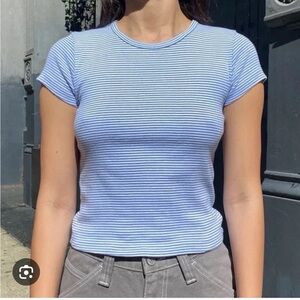 Brandy Melville Ashlyn Blue and White Striped Crop Top